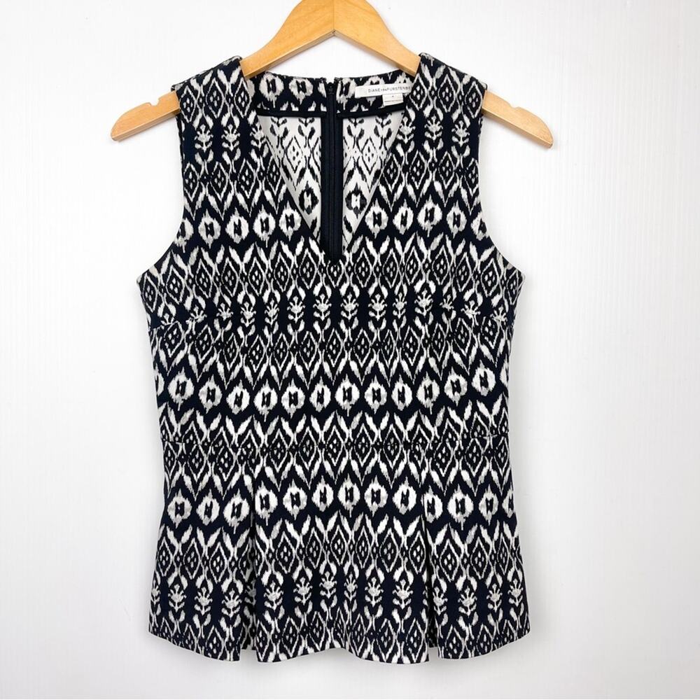 DVF Diane Von Furstenberg | Ailey peplum top black and white